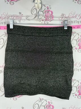 Material Girl skirt sparkly Metallic Black Knit Mini Skirt